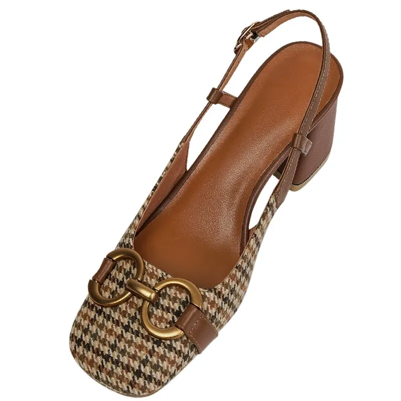 High Heel Sandals for Women Summer Ladies Pumps Square Toe Buckle Heels Female Sandals Mixed Colors Party Wedding Shoes
