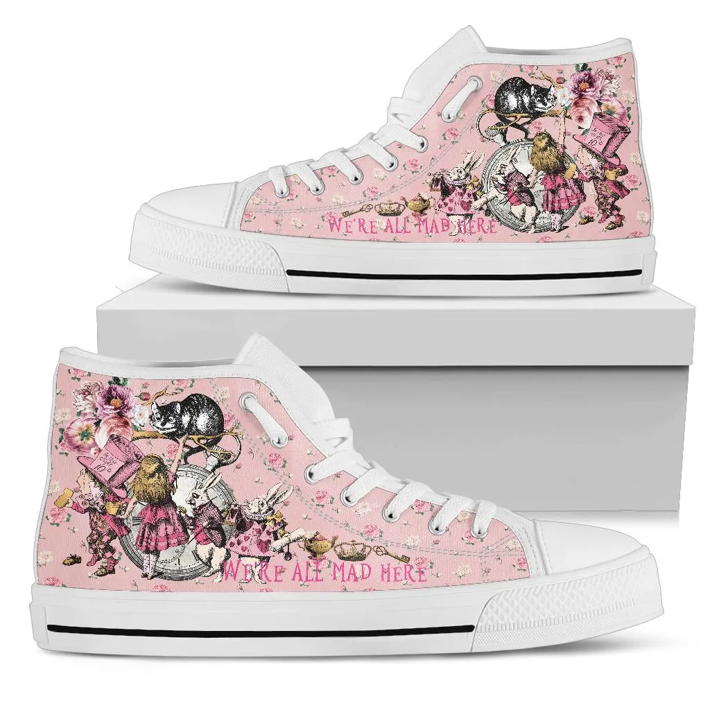 High Top Sneakers - Alice in Wonderland Gifts #101 Pink Series | Birthday Gifts, Gift Idea, Custom Canvas Shoes, Cute Kawaii Aesthetic
