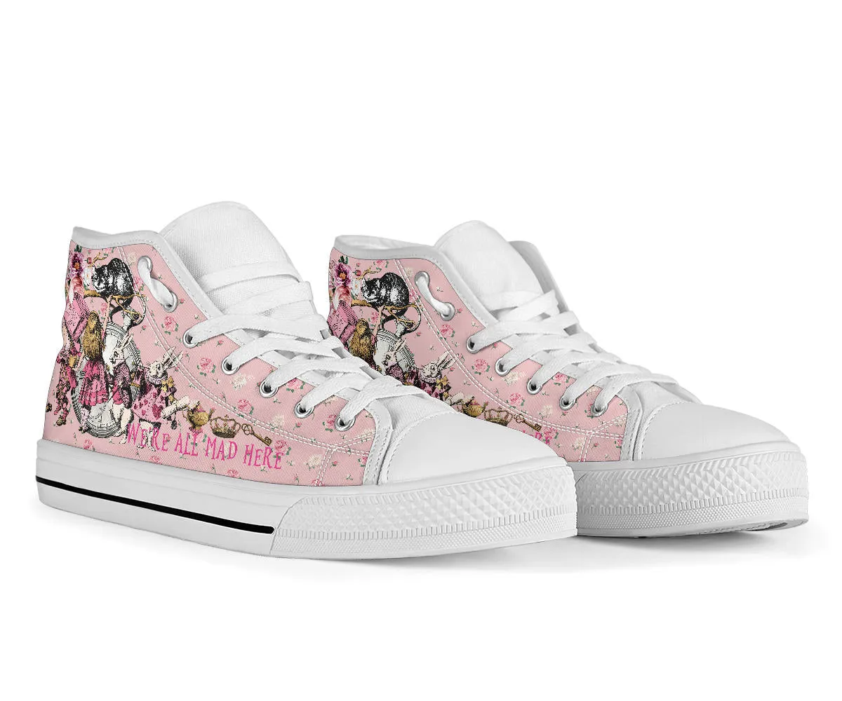 High Top Sneakers - Alice in Wonderland Gifts #101 Pink Series | Birthday Gifts, Gift Idea, Custom Canvas Shoes, Cute Kawaii Aesthetic