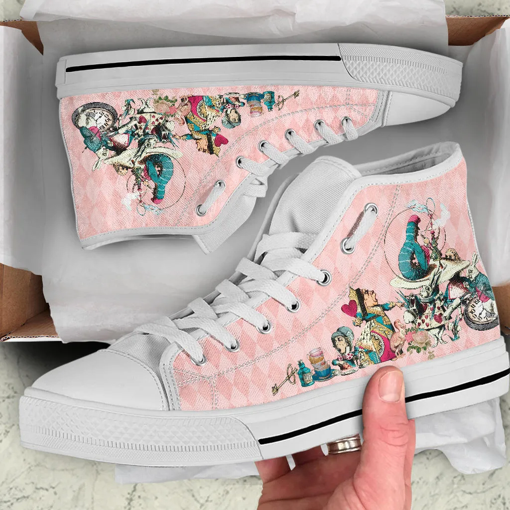 High Top Sneakers - Alice in Wonderland Gifts #106 Colorful Series | Birthday Gifts, Gift Idea, Custom Canvas Shoes, Cute Kawaii Aesthetic