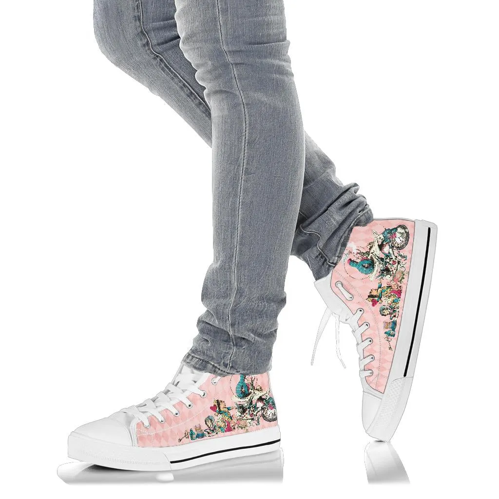 High Top Sneakers - Alice in Wonderland Gifts #106 Colorful Series | Birthday Gifts, Gift Idea, Custom Canvas Shoes, Cute Kawaii Aesthetic