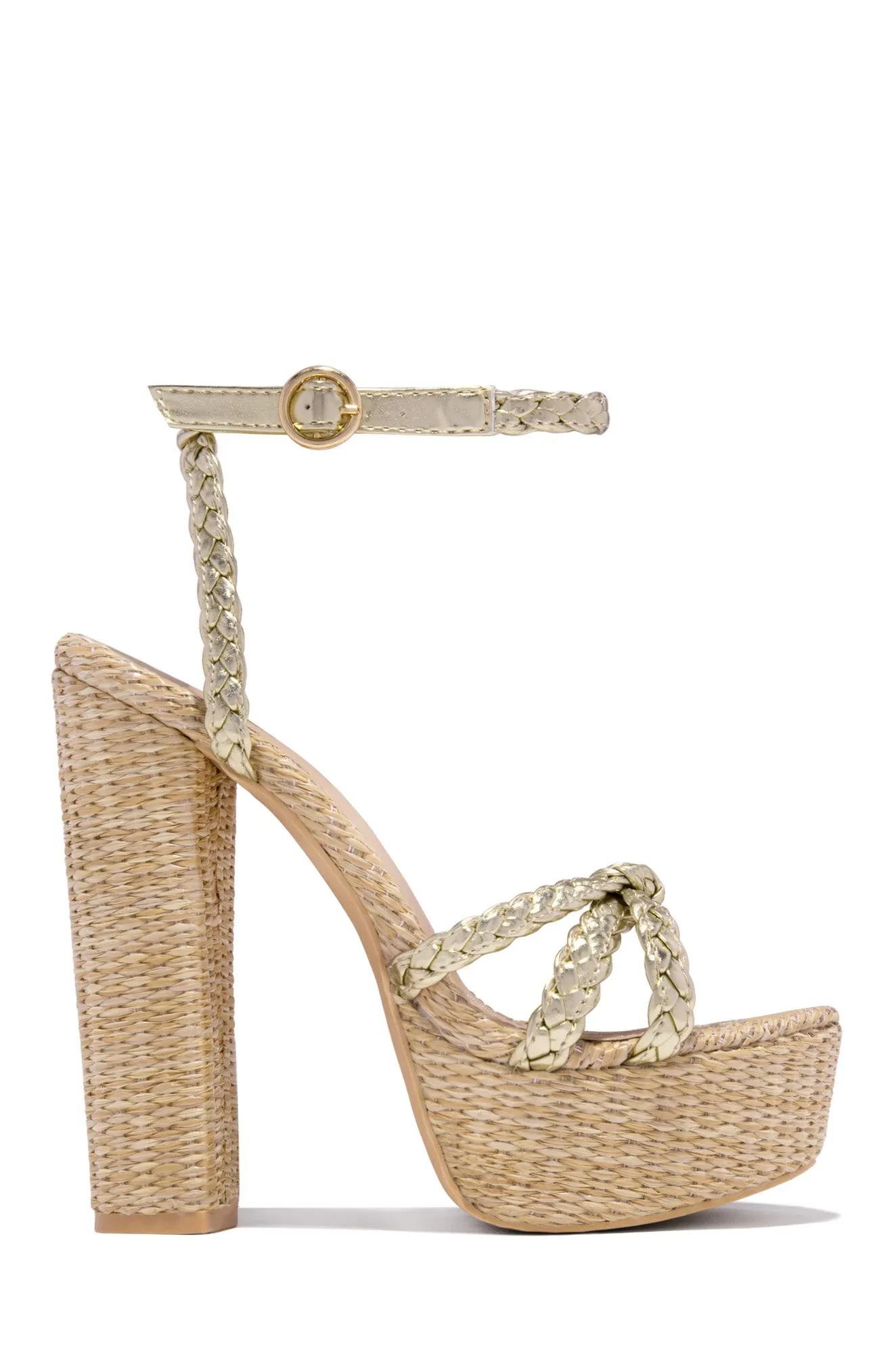 Hilda Platform Block High Heels - Yellow