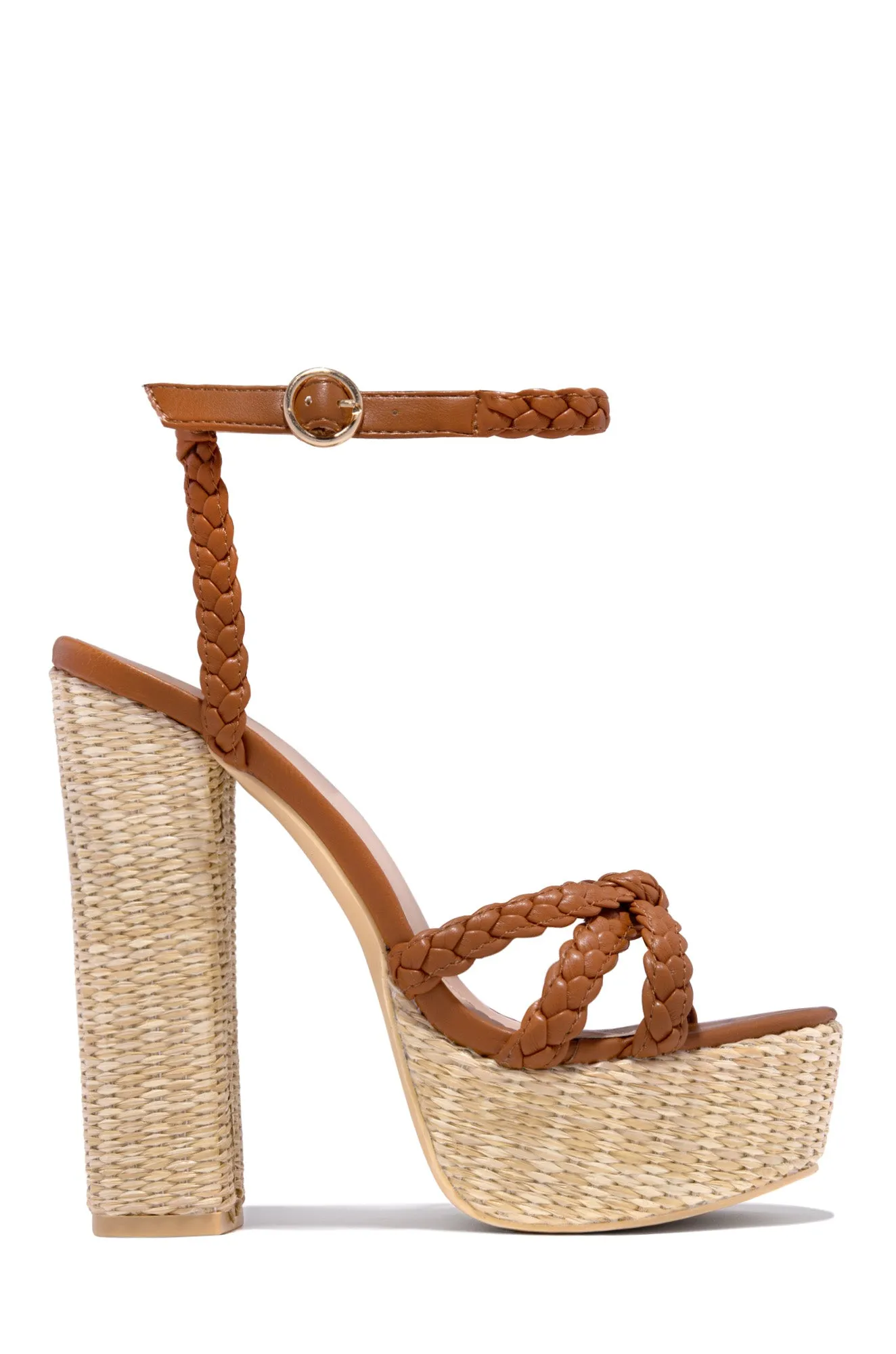 Hilda Platform Block High Heels - Yellow
