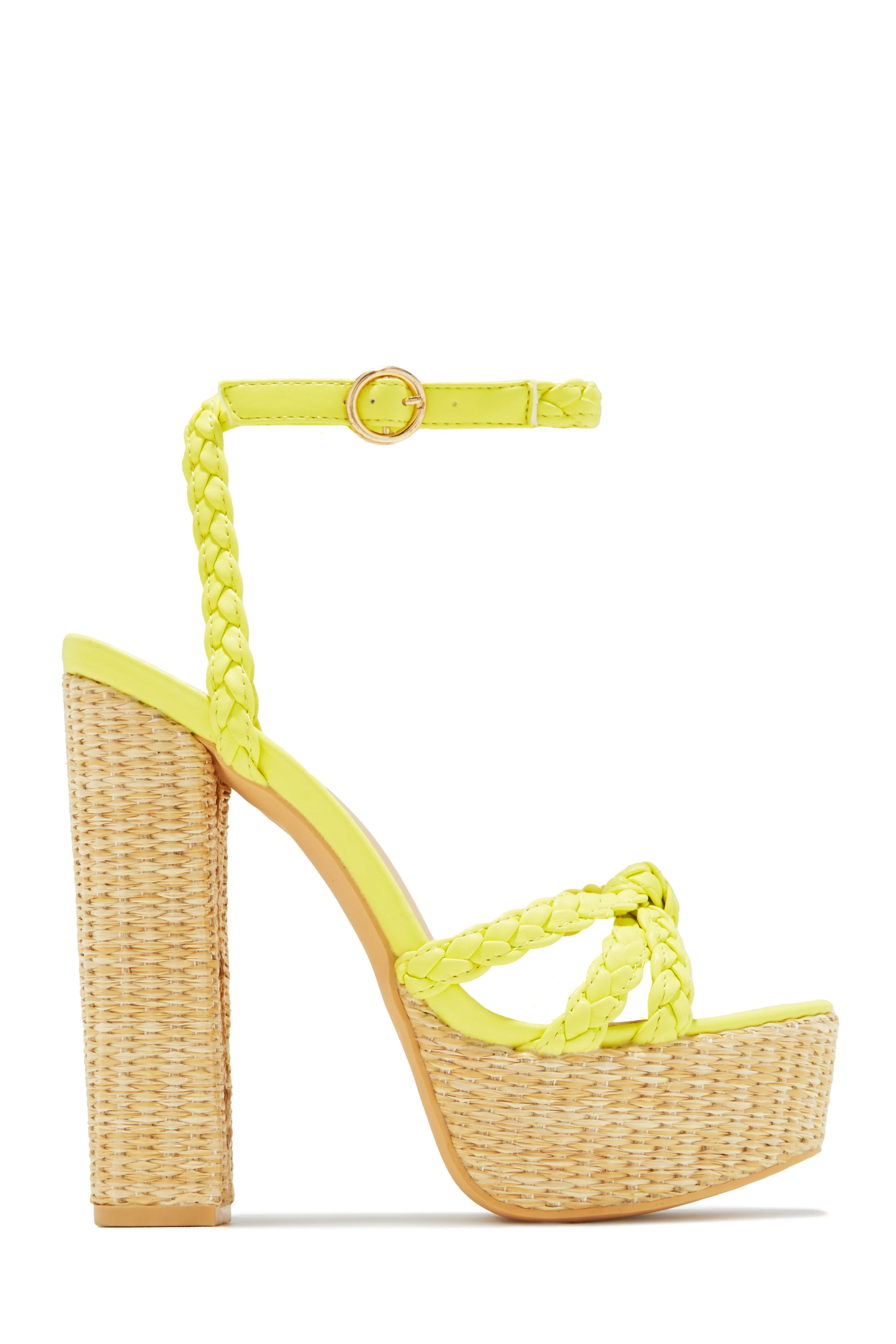 Hilda Platform Block High Heels - Yellow