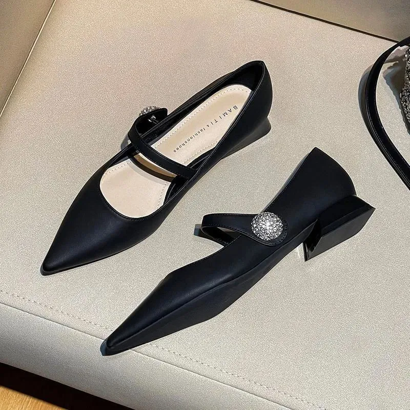 Hnzxzm Slip On Shoes Casual Heels Branded Pumps Shallow Mouth Sandals Ladies Mary Jane 2024 Pointed Wedge Lace-Up Slip-On Comfortable 