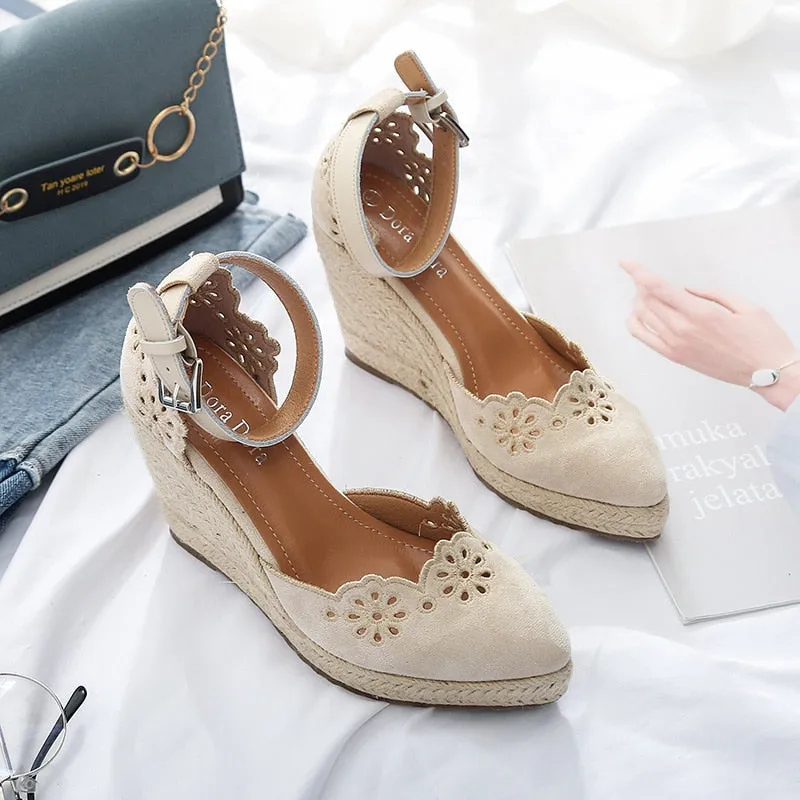 Hnzxzm Summer Shoes Women High Heels Sandals Retro Ethnic Brand Women Wedges Sandals Elegant Ladies Wedge Heels 10cm A3541