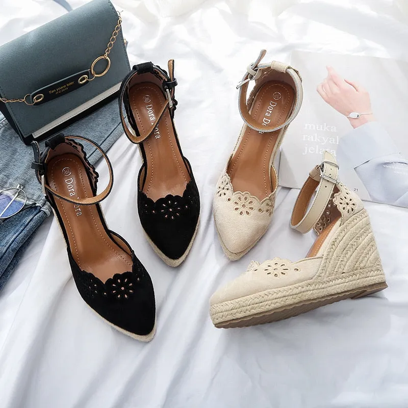 Hnzxzm Summer Shoes Women High Heels Sandals Retro Ethnic Brand Women Wedges Sandals Elegant Ladies Wedge Heels 10cm A3541