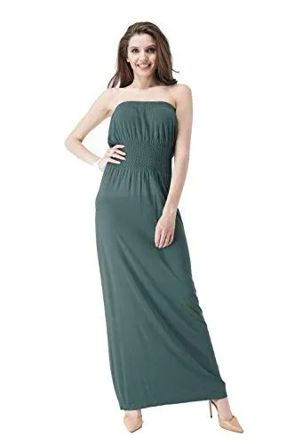 Hollywood Star Fashion Sleeveless Tube Top Smocked Seamless Maxi Dress