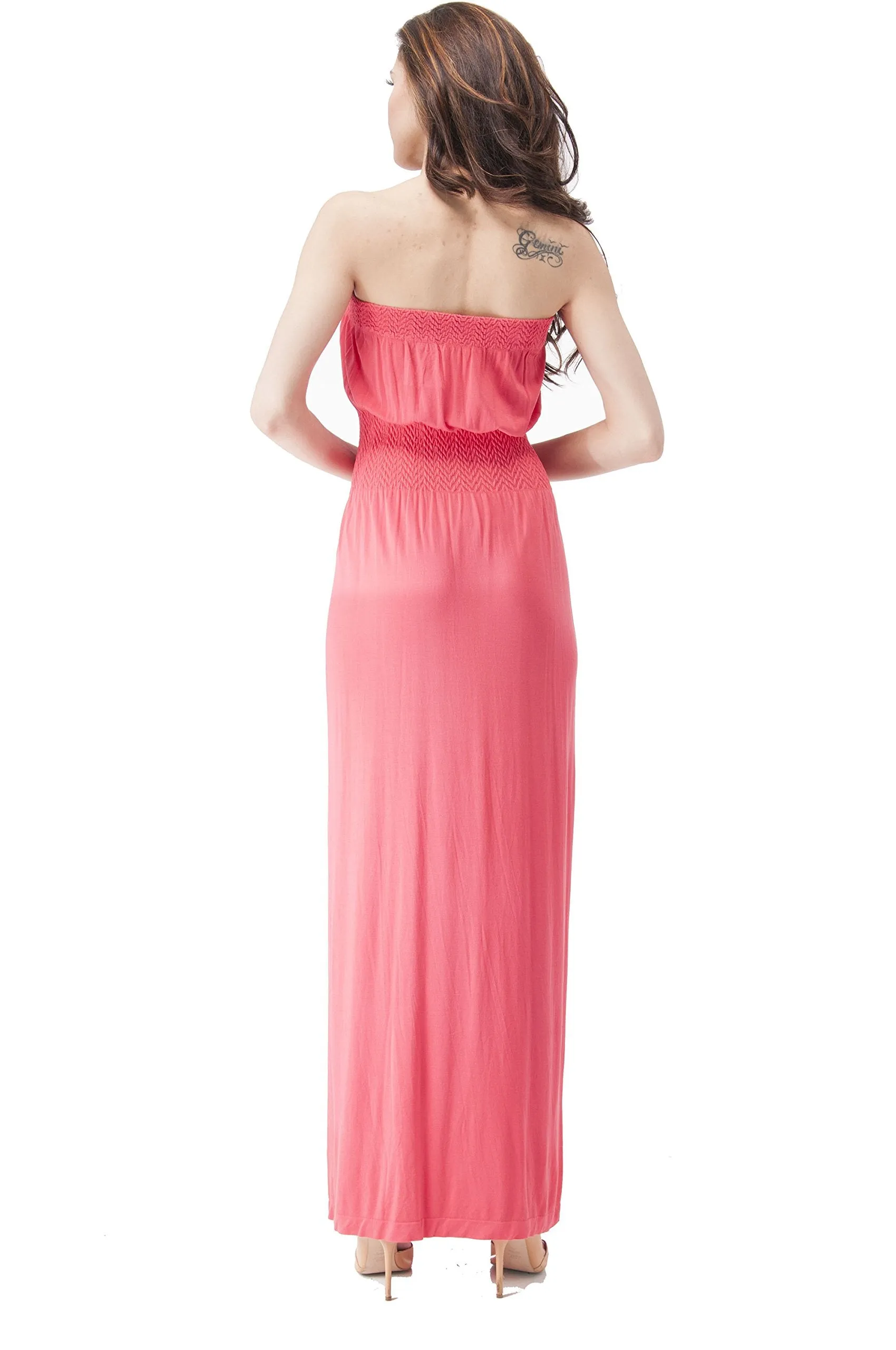 Hollywood Star Fashion Sleeveless Tube Top Smocked Seamless Maxi Dress