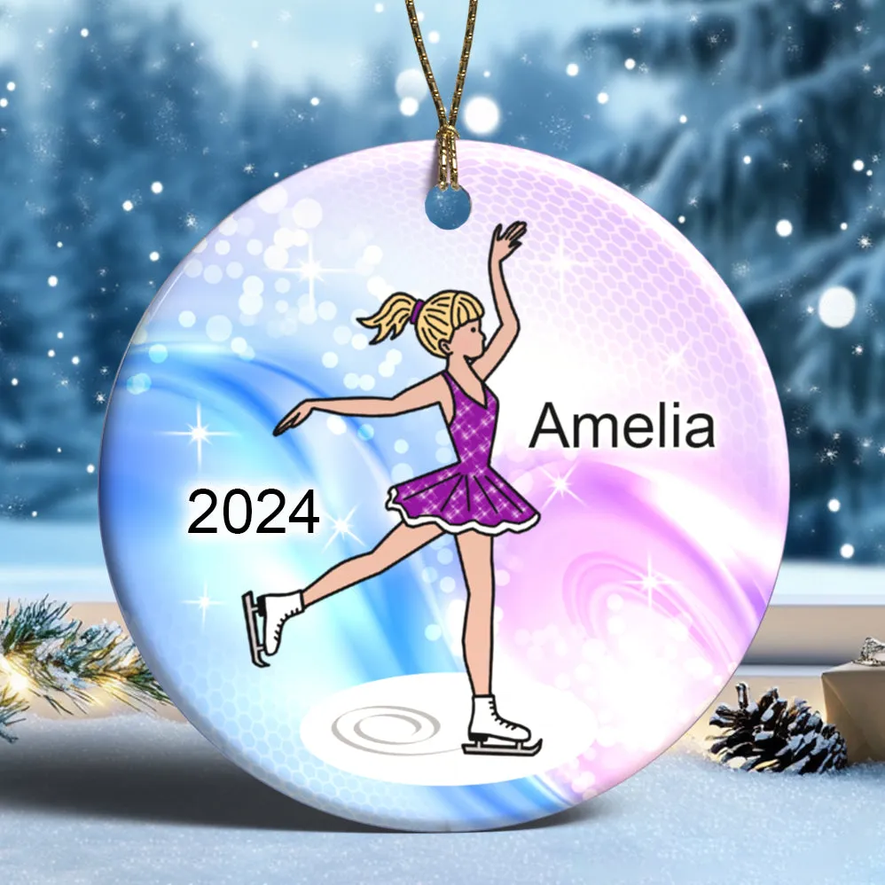 Ice Skating Christmas Ornament - Dainty Sparkle Skater
