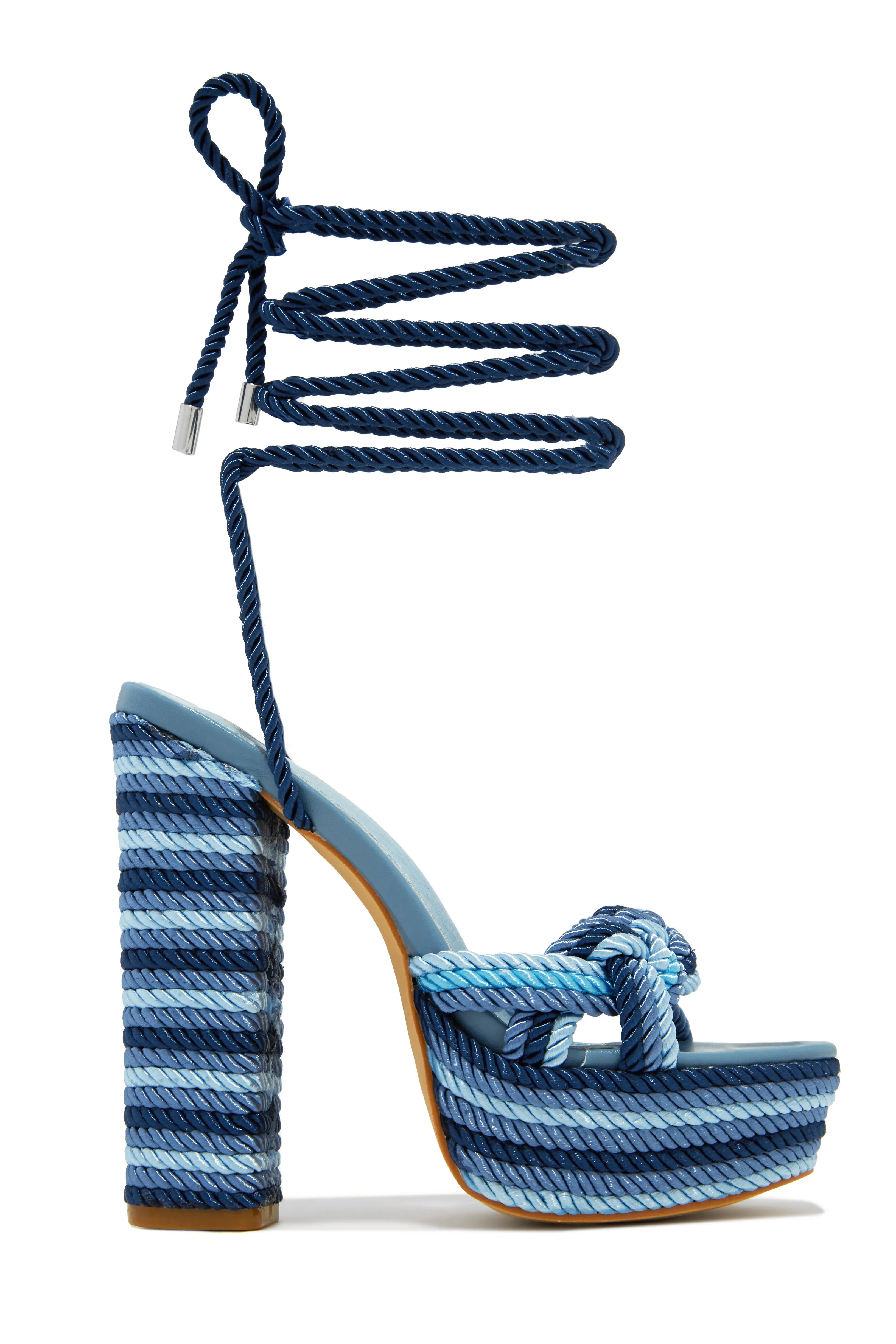 Jadyn Platform Lace Up Block Heels - Green