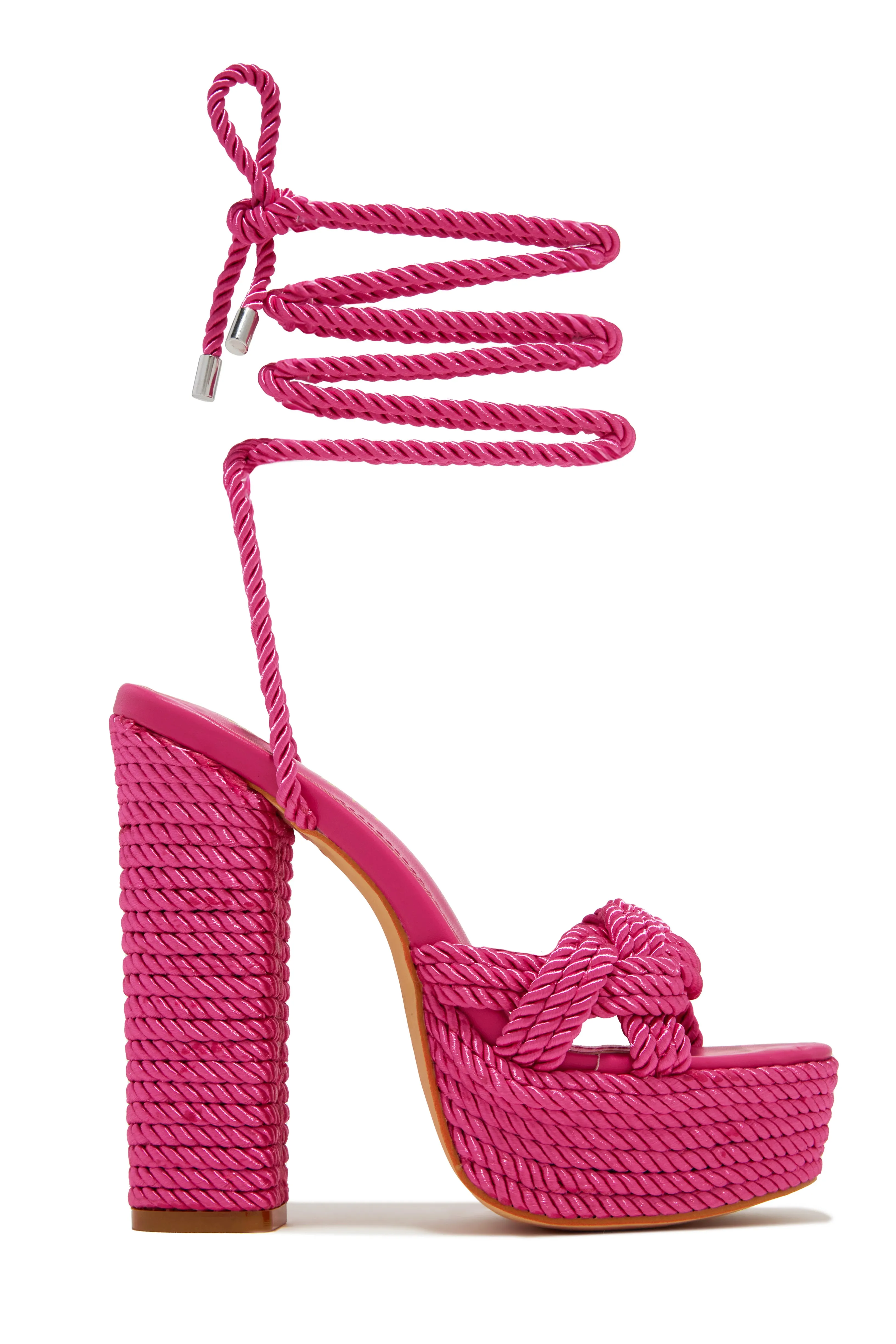 Jadyn Platform Lace Up Block Heels - Green