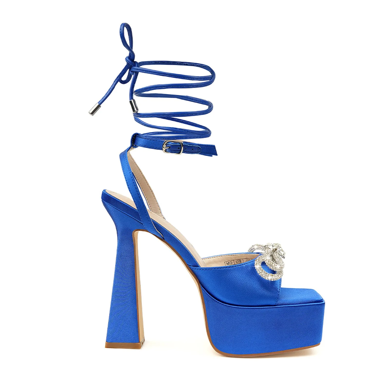 JENN ARDOR Womens Platform Heels Lace Up High Strappy Sandals 5 inch Chunky Prom Shoes (tie-up/buckle)