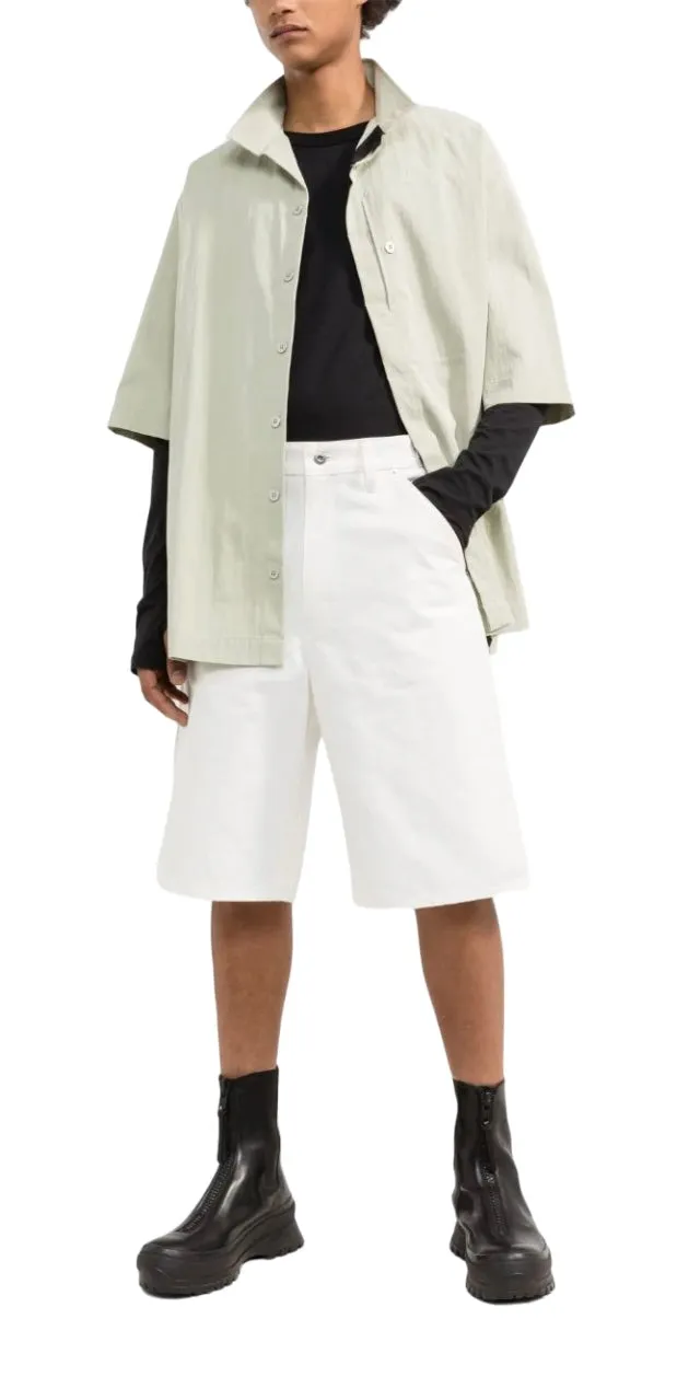 Jil Sander Logo Embroidered Denim Shorts White