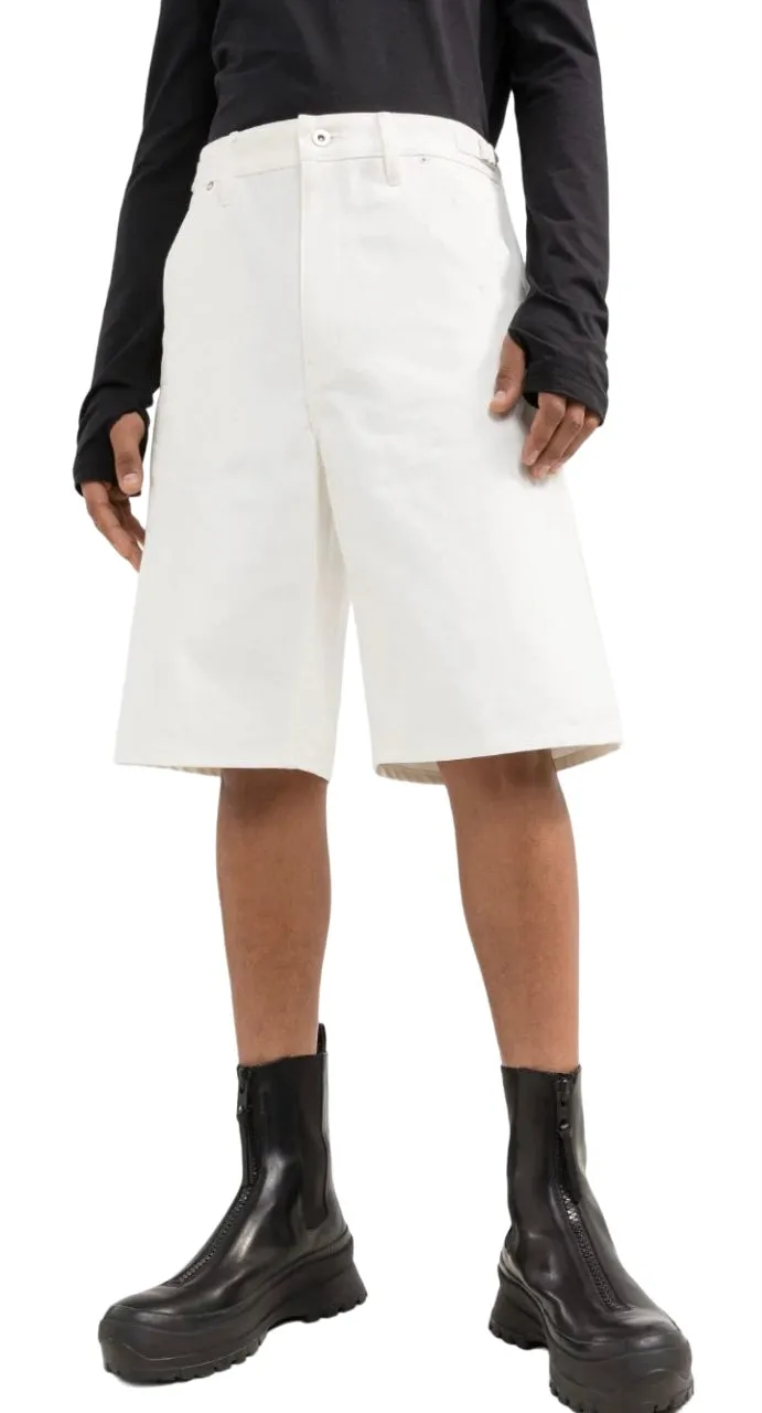 Jil Sander Logo Embroidered Denim Shorts White