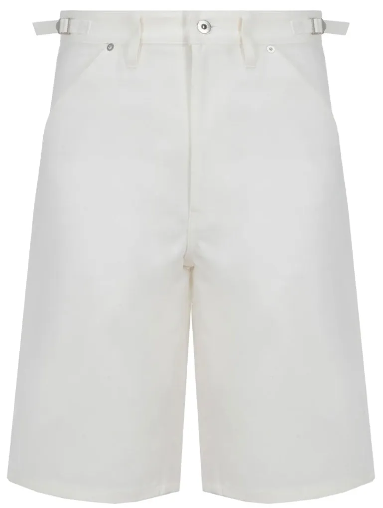 Jil Sander Logo Embroidered Denim Shorts White