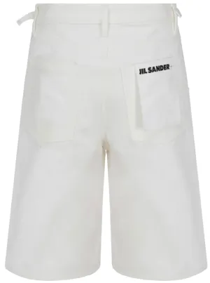 Jil Sander Logo Embroidered Denim Shorts White