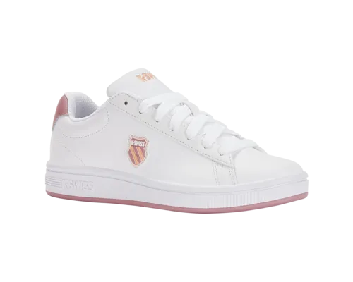 K-Swiss Women's Court Shield White Foxglove Almost Apricot Shoes