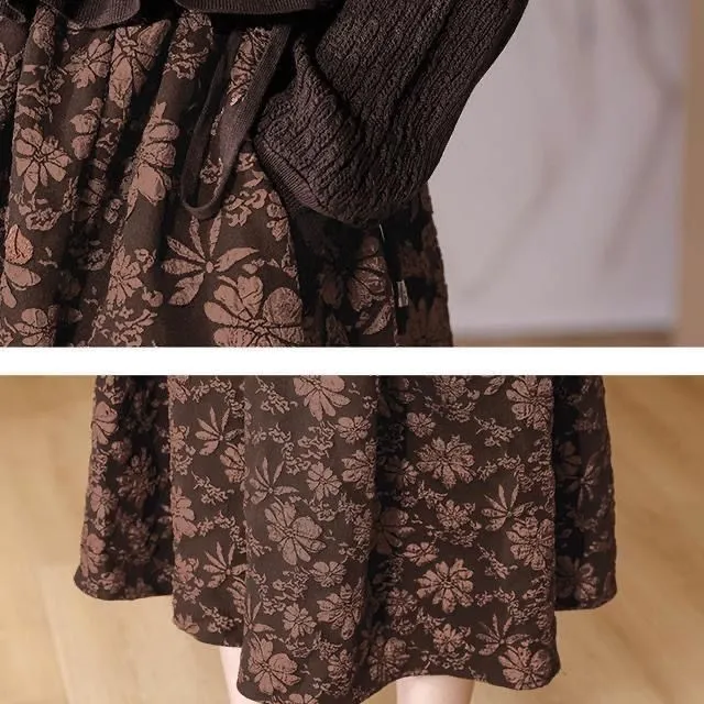 Knit Elastic Waist Stitching Dress