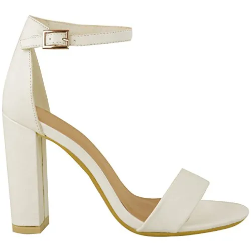 Ladies Block High Heels Ankle Strap Open Toe