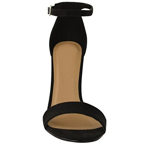 Ladies Block High Heels Ankle Strap Open Toe