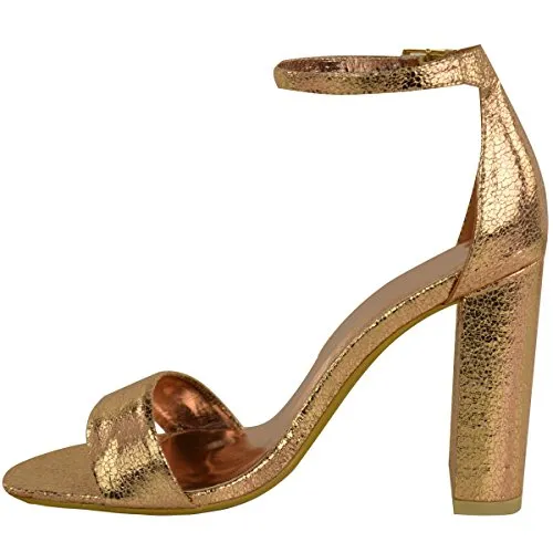 Ladies Block High Heels Ankle Strap Open Toe