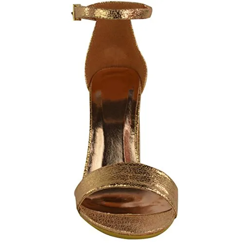 Ladies Block High Heels Ankle Strap Open Toe