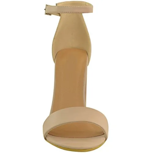 Ladies Block High Heels Ankle Strap Open Toe