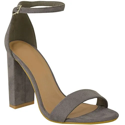 Ladies Block High Heels Ankle Strap Open Toe