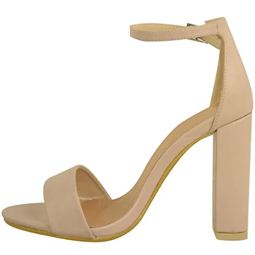 Ladies Block High Heels Ankle Strap Open Toe