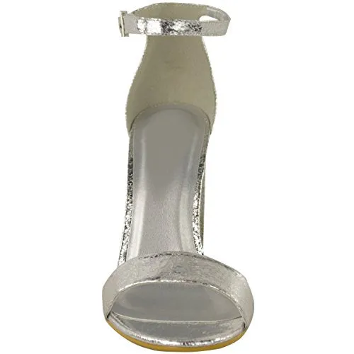 Ladies Block High Heels Ankle Strap Open Toe