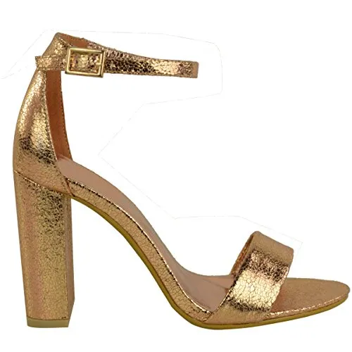 Ladies Block High Heels Ankle Strap Open Toe