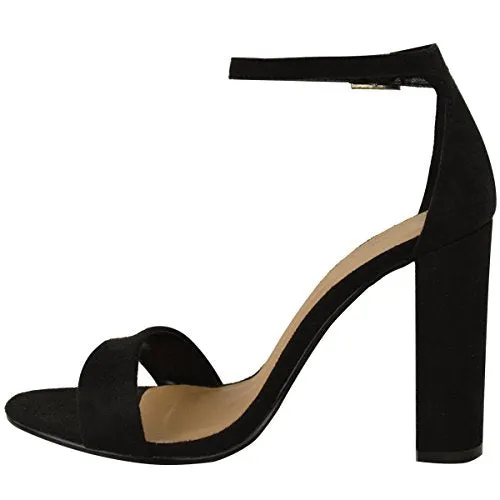 Ladies Block High Heels Ankle Strap Open Toe