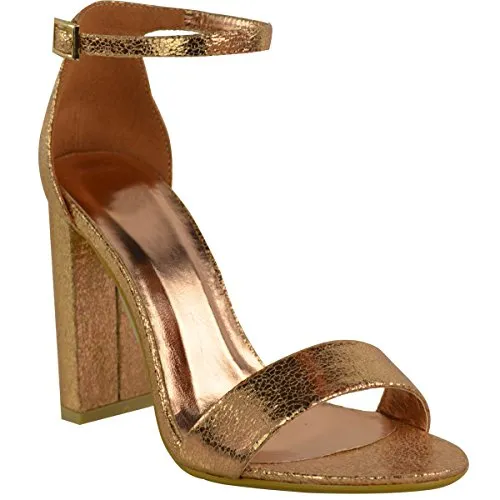 Ladies Block High Heels Ankle Strap Open Toe