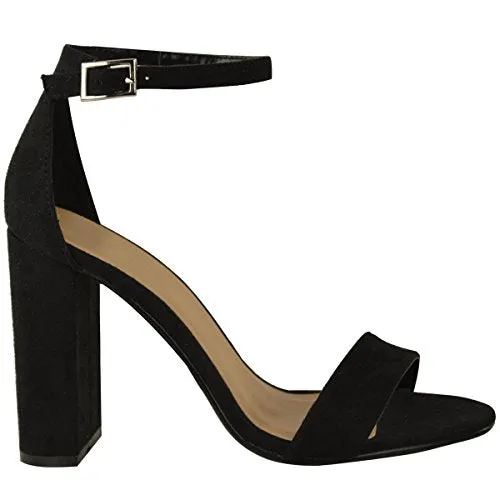 Ladies Block High Heels Ankle Strap Open Toe