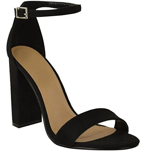 Ladies Block High Heels Ankle Strap Open Toe