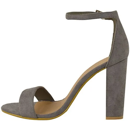 Ladies Block High Heels Ankle Strap Open Toe