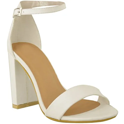 Ladies Block High Heels Ankle Strap Open Toe