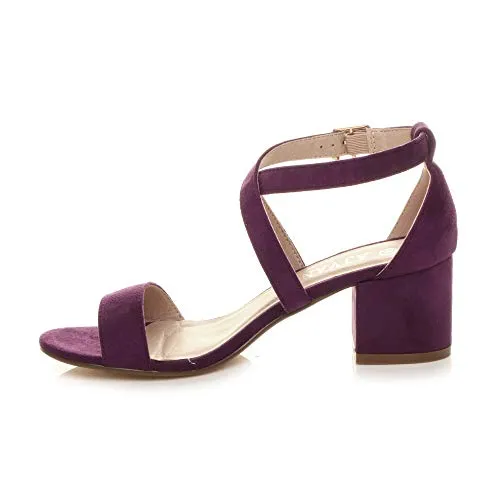 Ladies Mid Low Block Heel Ankle Strap Sandal Shape