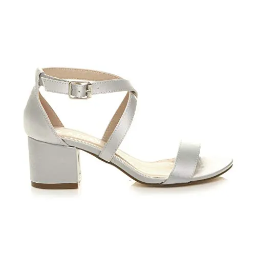 Ladies Mid Low Block Heel Ankle Strap Sandal Shape