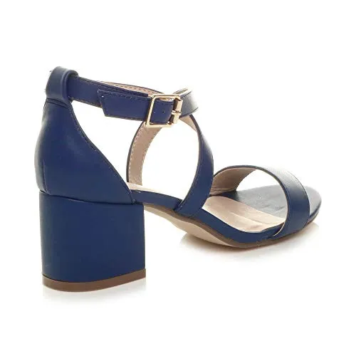 Ladies Mid Low Block Heel Ankle Strap Sandal Shape