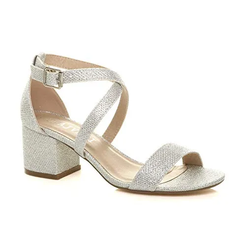 Ladies Mid Low Block Heel Ankle Strap Sandal Shape