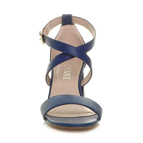 Ladies Mid Low Block Heel Ankle Strap Sandal Shape