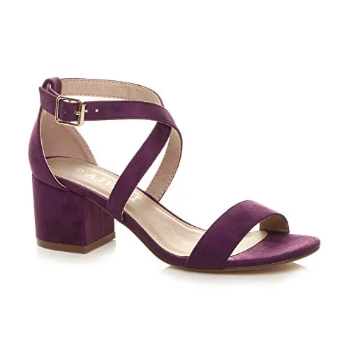 Ladies Mid Low Block Heel Ankle Strap Sandal Shape