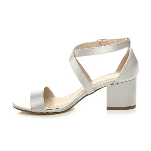 Ladies Mid Low Block Heel Ankle Strap Sandal Shape