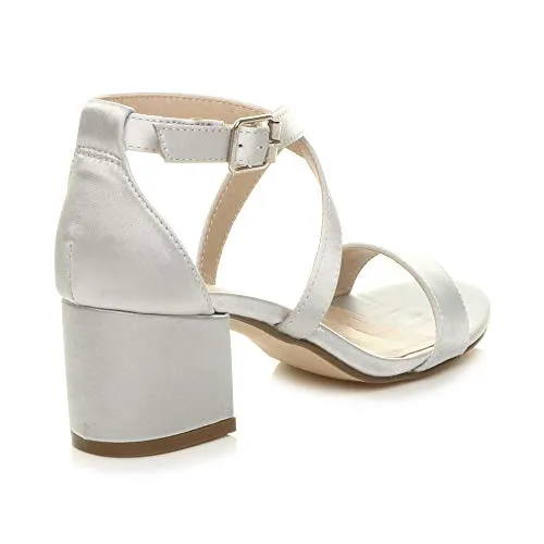 Ladies Mid Low Block Heel Ankle Strap Sandal Shape