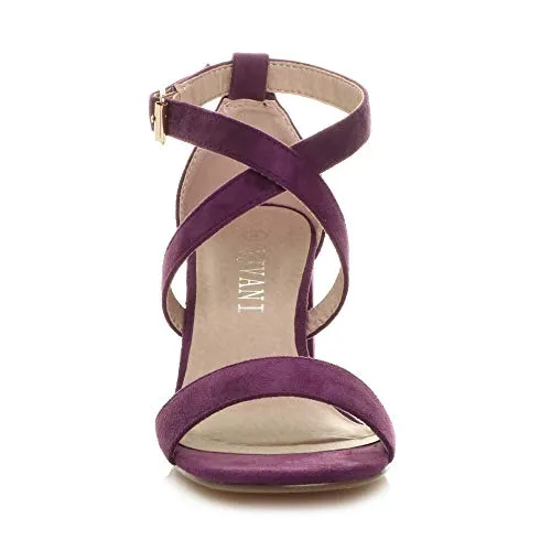Ladies Mid Low Block Heel Ankle Strap Sandal Shape