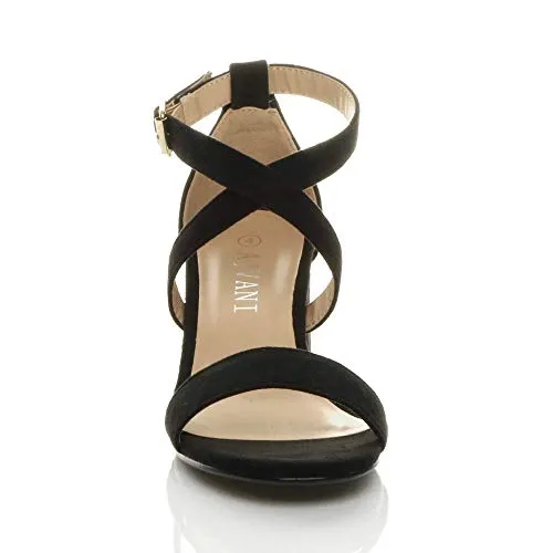 Ladies Mid Low Block Heel Ankle Strap Sandal Shape