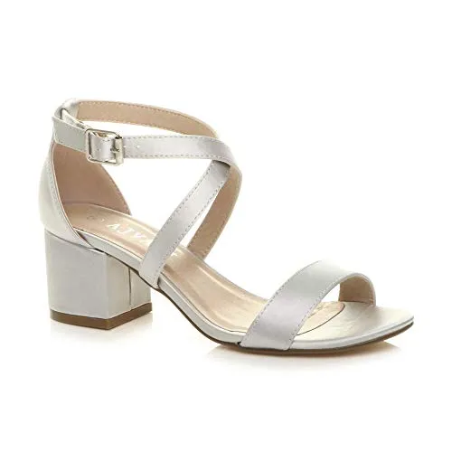 Ladies Mid Low Block Heel Ankle Strap Sandal Shape
