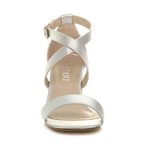 Ladies Mid Low Block Heel Ankle Strap Sandal Shape
